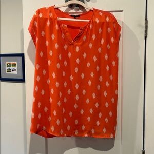 Papermoon Vibrant Coral Blouse with White Diamond Pattern